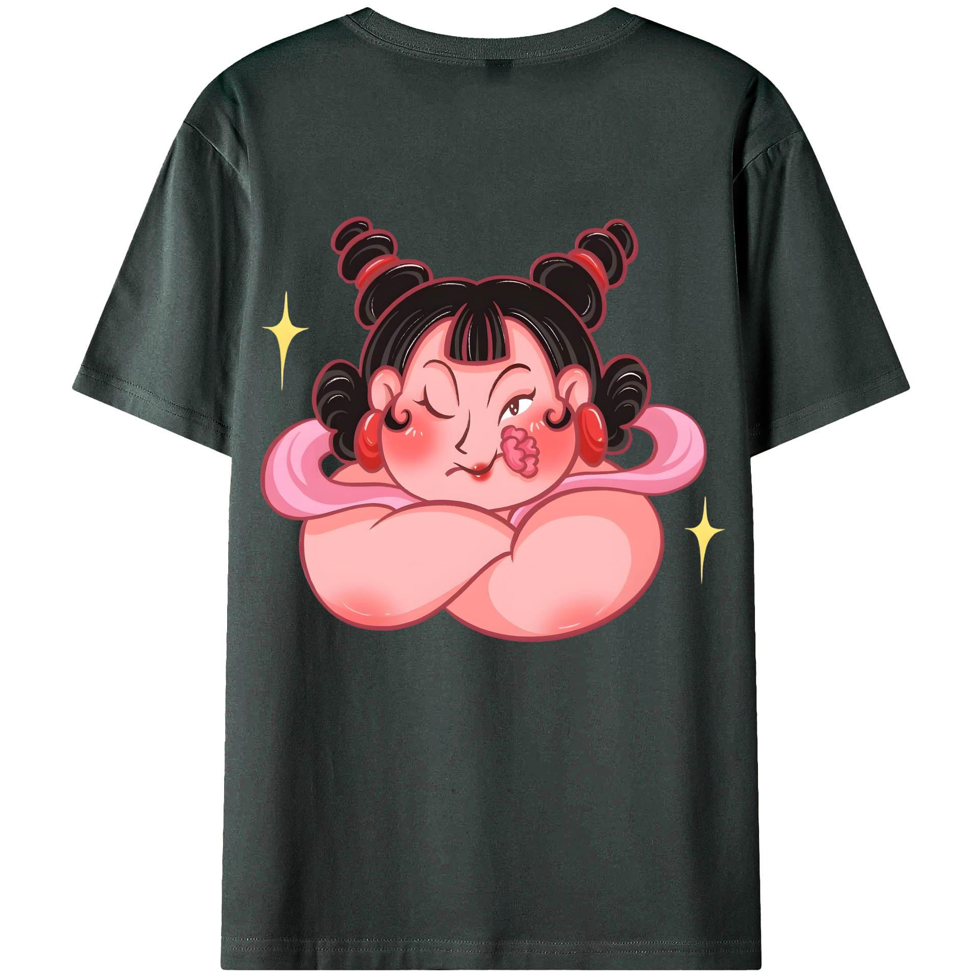 （画像用） Ne Zha 2 ナタ 魔童の大暴れ 綿100％ メンズ半袖Tシャツ（バックプリント） 通気性